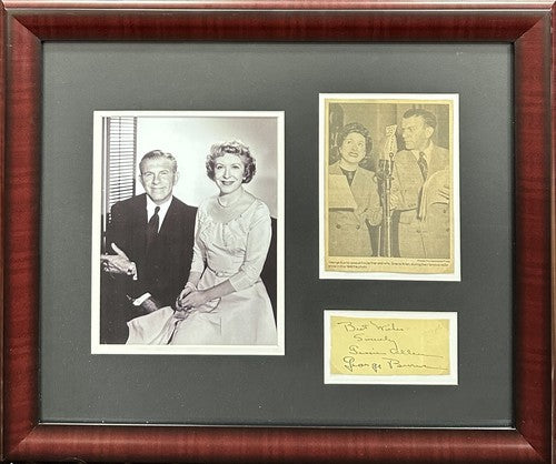 Gracie Allen & George Burns Dual Signed Cut Auto Framed Photo Collage PSA COA