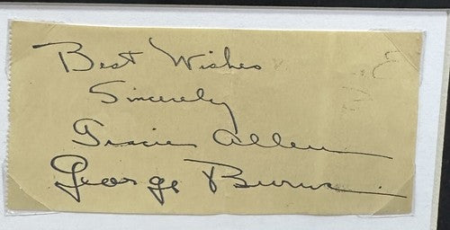 Gracie Allen & George Burns Dual Signed Cut Auto Framed Photo Collage PSA COA