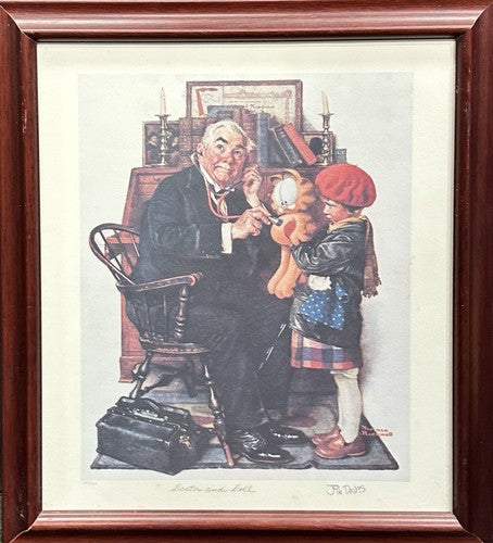 Doctor And Doll Garfield Jim Davis Signed Framed Norman Rockwell Painting LE COA