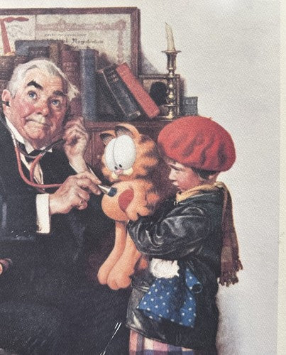 Doctor And Doll Garfield Jim Davis Signed Framed Norman Rockwell Painting LE COA