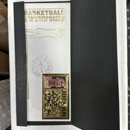 FAREWELL TO  “ HIS AIRNESS “ 24 kt gold Michael jordan 1999 mint stamp