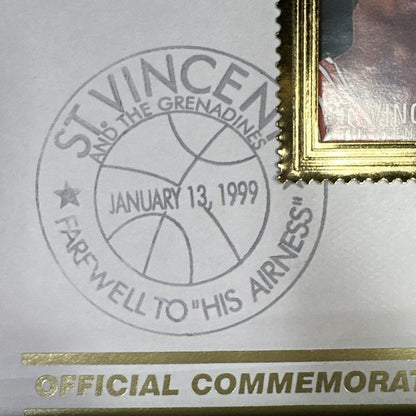 FAREWELL TO  “ HIS AIRNESS “ 24 kt gold Michael jordan 1999 mint stamp