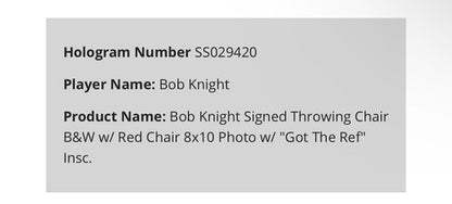 Bob Knight Signed 8x10 Framed Photo Indiana Got The Ref Red Autograph Steiner