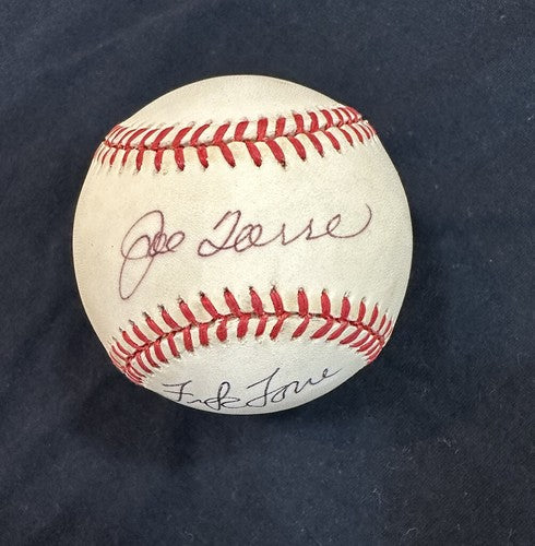 JOE TORRE + FRANK TORRE Signed 1996 World Series Baseball Yankees Auto Steiner