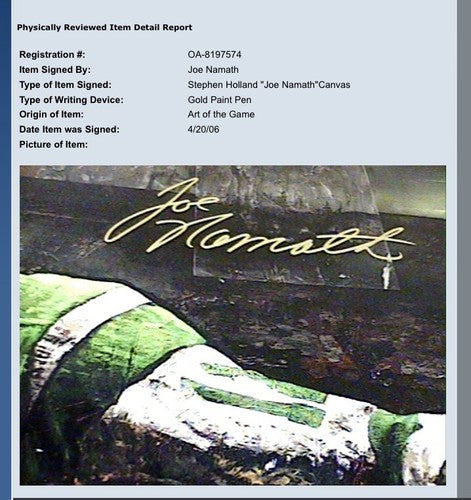Joe Namath Jets Signed Stephen Holland Painted Giclee Canvas /99 OA Online Coa
