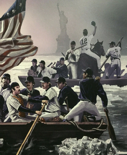 Ny Yankees Crossing The Hudson 16x20 photo Litho Derek Jeter Mickey Mantle Ruth