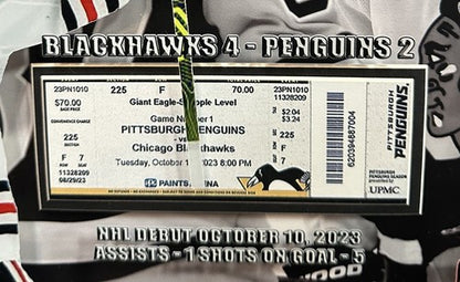 Connor Bedard 3D Framed Photo NHL Debut Replica Ticket Facsimile Auto Blackhawks