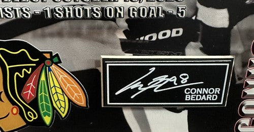 Connor Bedard 3D Framed Photo NHL Debut Replica Ticket Facsimile Auto Blackhawks