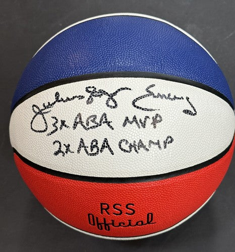 Julius Erving Dr J Nets signed ABA Official basketball 3x MVP 2x Champ Auto Bas