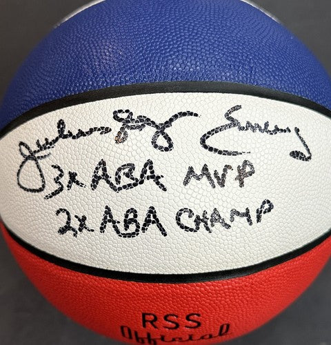 Julius Erving Dr J Nets signed ABA Official basketball 3x MVP 2x Champ Auto Bas