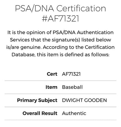 Dwight Gooden Signed Official NL Feeney Ball Mets 1984 Rookie Autograph PSA COA