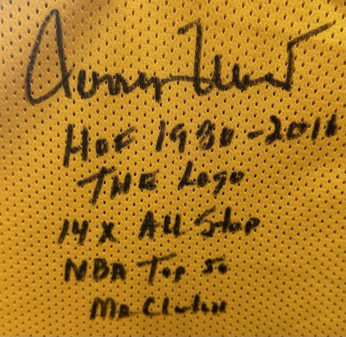 Jerry West Signed LA Lakers 5 Stat Jersey The Logo HOF All Star Autograph JSA