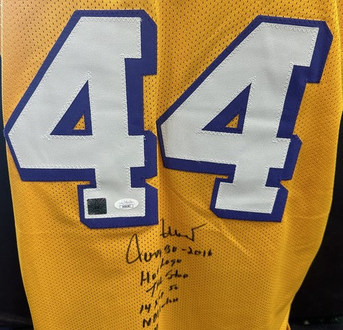 Jerry West Signed LA Lakers 5 Stat Jersey The Logo HOF All Star Autograph JSA
