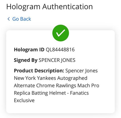 Spencer Jones Signed Yankees Rawlings Mach Pro Full Batting Helmet Auto Fanatics