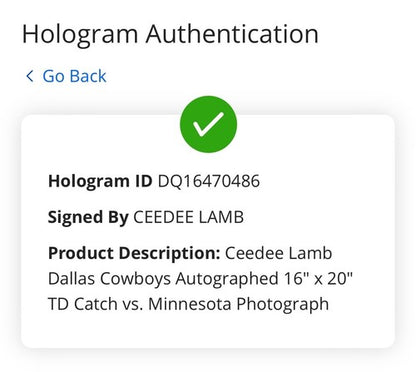 Ceedee Lamb Dallas Cowboys TD Catch Signed 16x20 Photo Framed Auto Fanatics COA