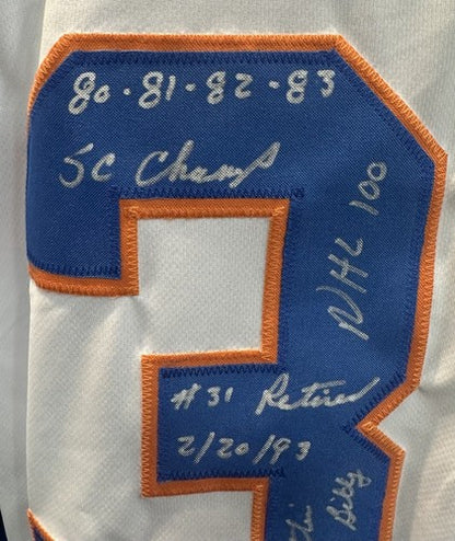Billy Smith Signed Islanders 9 Stat Jersey HOF Auto Stanley Cup Steiner CXC COA