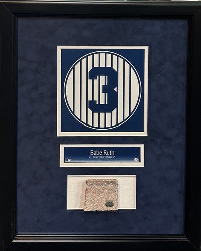 Babe Ruth Yankee Stadium Monument Park Brick Retired #3 Framed Collage Steiner
