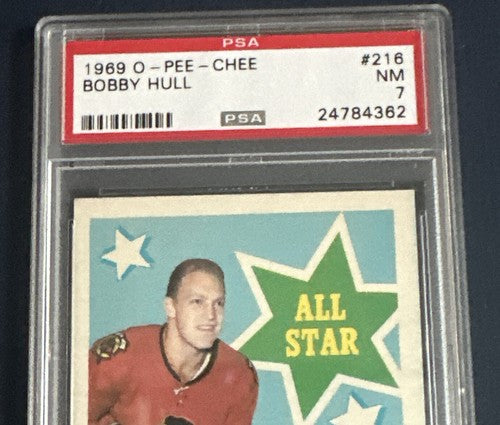 1969 O-PEE-CHEE #216 BOBBY HULL Psa 7 NM - Mint Sharp Low Pop BLACK HAWKS HOF