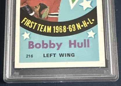 1969 O-PEE-CHEE #216 BOBBY HULL Psa 7 NM - Mint Sharp Low Pop BLACK HAWKS HOF