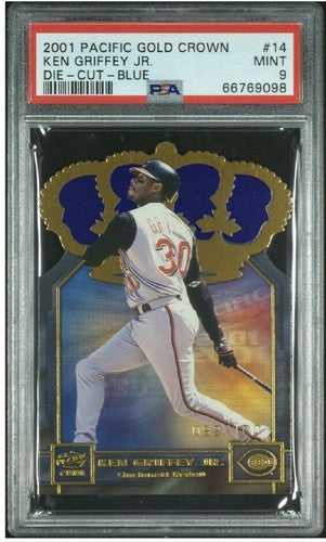 2001 Pacific Ken Griffey Jr Gold Crown Blue Die Cut /100 Psa 9 Mint Low Pop Rare
