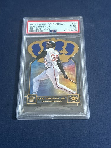 2001 Pacific Ken Griffey Jr Gold Crown Blue Die Cut /100 Psa 9 Mint Low Pop Rare