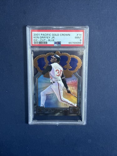 2001 Pacific Ken Griffey Jr Gold Crown Blue Die Cut /100 Psa 9 Mint Low Pop Rare