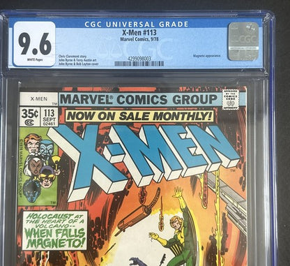 X-Men 113 Marvel 1978 Comic Book Cgc 9.6 Beauty White Pages Magneto Appearance