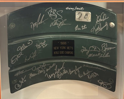1986 WS NY Mets Signed Shea Stadium Seat Back Framed Shadowbox 26 Auto MLB COA