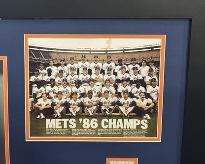 1986 WS NY Mets Signed Shea Stadium Seat Back Framed Shadowbox 26 Auto MLB COA