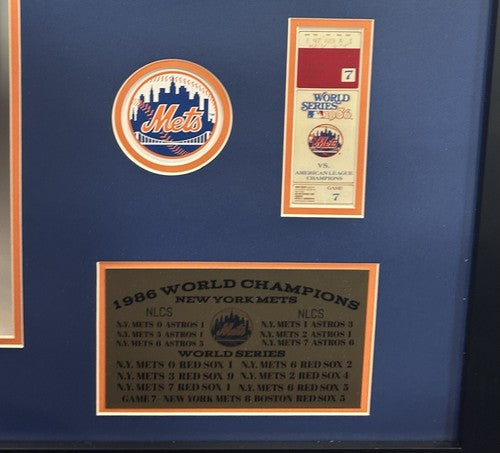 1986 WS NY Mets Signed Shea Stadium Seat Back Framed Shadowbox 26 Auto MLB COA