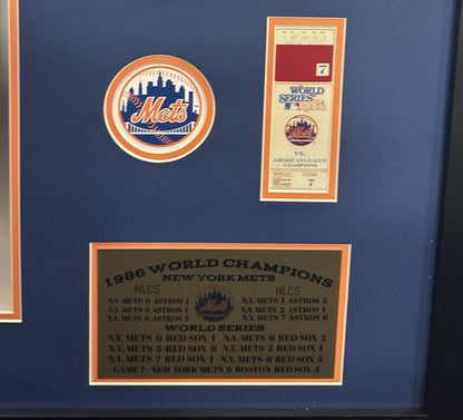 1986 WS NY Mets Signed Shea Stadium Seat Back Framed Shadowbox 26 Auto MLB COA