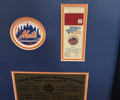 1986 WS NY Mets Signed Shea Stadium Seat Back Framed Shadowbox 26 Auto MLB COA