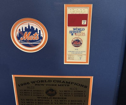 1986 WS NY Mets Signed Shea Stadium Seat Back Framed Shadowbox 26 Auto MLB COA