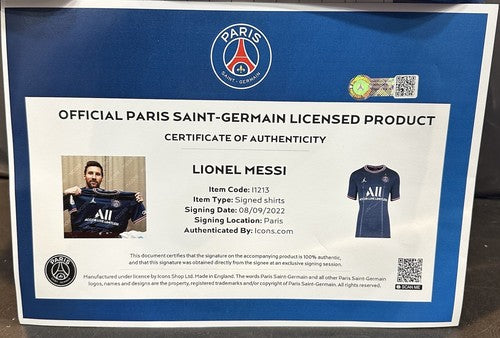Lionel Messi Signed Paris Saint Germain Champions Authentic Jersey Fanatics Auto