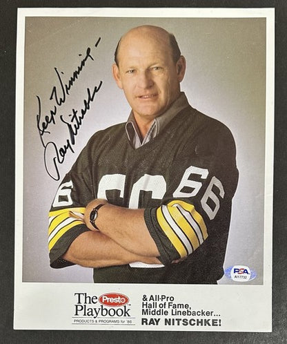 Ray Nitschke Signed 8x10 Photo The Playbook Keep Winning Auto Packers PSA COA