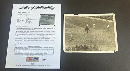 1916 BASEBALL WORLD SERIES TYPE 1 PHOTO Brooklyn RED SOX Jake Daubert Ruth Psa