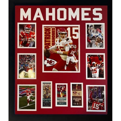Patrick Mahomes KC Chiefs Framed Photo Collage Super Bowl Replica Tickets SB MVP