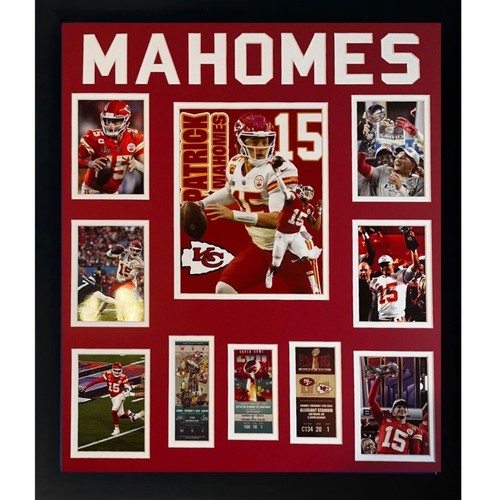 Patrick Mahomes KC Chiefs Framed Photo Collage Super Bowl Replica Tickets SB MVP