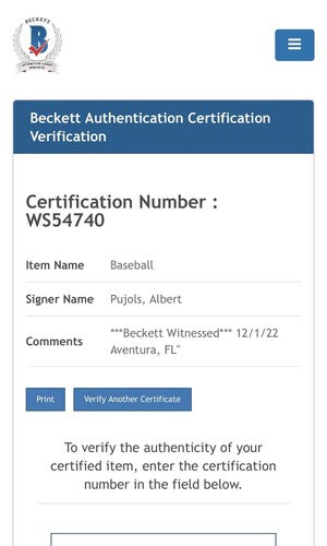 Albert Pujols Signed 700 Hr Club Logo   Baseball Mint Autograph BAS Beckett Coa
