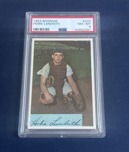 1954 Bowman #220 Hobie Landrith Reds PSA 8 Mint Dead Centered Only 7 Higher