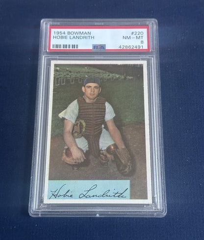 1954 Bowman #220 Hobie Landrith Reds PSA 8 Mint Dead Centered Only 7 Higher