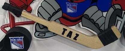 Taz Tasmanian Devil Looney Tunes NY Rangers Framed 3D Pucks & Stick Photo Art