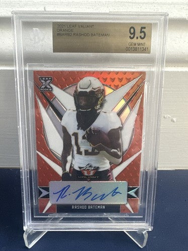 2021 Leaf Valiant Rashod Bateman Orange RC Rookie Auto 18/50 BGS 9.5 Gem 10 Auto