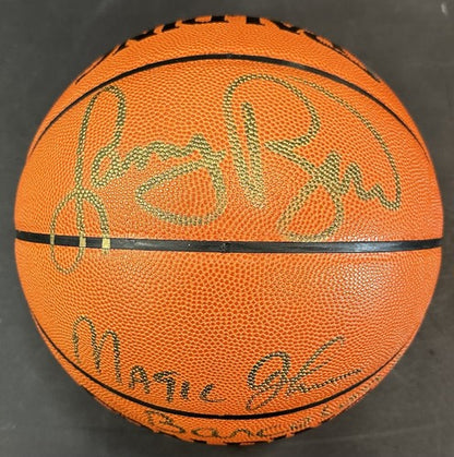 Larry Bird Magic Johnson Signed Spalding NBA Game Basketball Barcelona Auto UDA