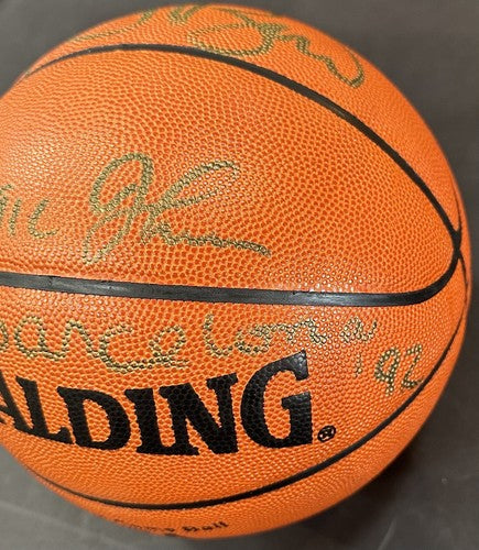 Larry Bird Magic Johnson Signed Spalding NBA Game Basketball Barcelona Auto UDA