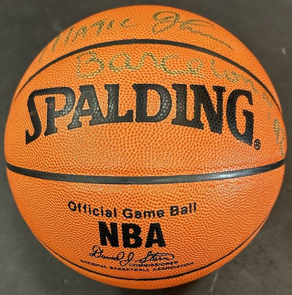 Larry Bird Magic Johnson Signed Spalding NBA Game Basketball Barcelona Auto UDA
