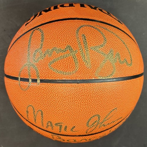 Larry Bird Magic Johnson Signed Spalding NBA Game Basketball Barcelona Auto UDA