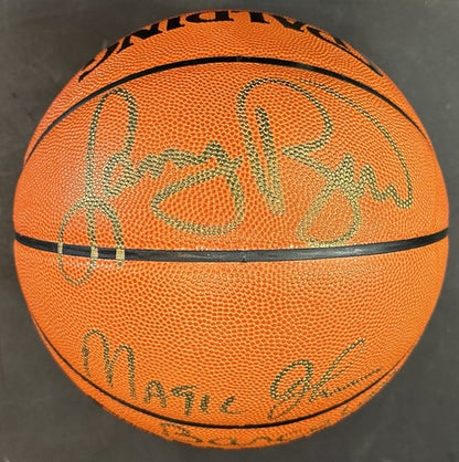 Larry Bird Magic Johnson Signed Spalding NBA Game Basketball Barcelona Auto UDA