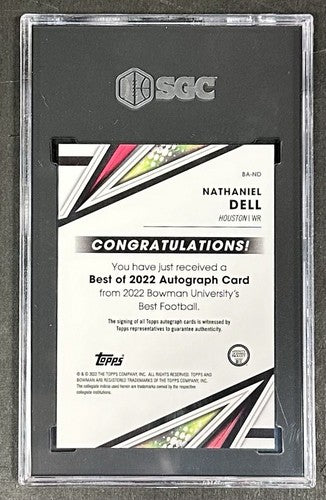 2022 Bowman U Best Nathaniel Tank Dell Best of ‘22 Auto SGC 9.5/10 Texans RC