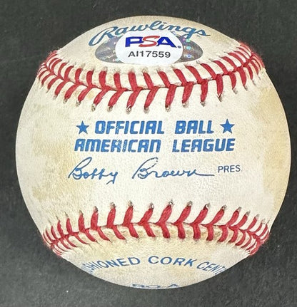 Ken Griffey Jr Signed Official AL Bobby Brown Baseball Mariners Auto Hof PSA COA